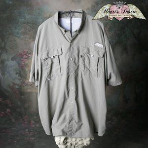 Columbia PFG Mens Khaki Performance Fishing Gear Shirt Possible Size XL? No Tag